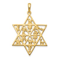 14K Yellow Gold 12 Tribes Star of David Pendant view 1