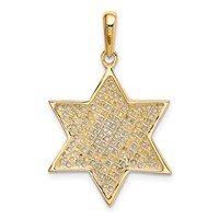 14K and White Rhodium Solid Mesh Star of David Charm view 3