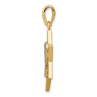 14K and White Rhodium Solid Menorah in Star of David Charm view 2