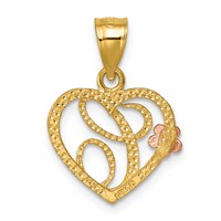 14K Two-Tone Heart Letter C Initial Pendant view 3