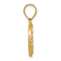 14K Two-Tone Heart Letter E Initial Pendant view 2