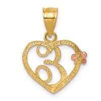 14K Two-Tone Heart Letter E Initial Pendant view 3