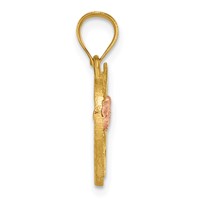 14K Two-Tone Heart Letter F Initial Pendant view 2