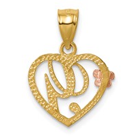 14K Two-Tone Heart Letter G Initial Pendant view 3