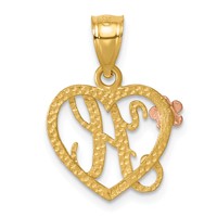 14K Two-Tone Heart Letter H Initial Pendant view 3