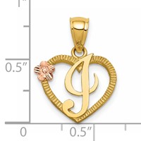 14K Two-Tone Heart Letter I Initial Pendant view 3
