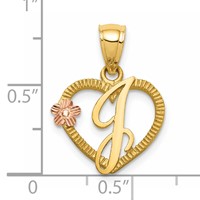 14K Two-Tone Heart Letter J Initial Pendant view 4
