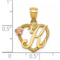 14K Yellow Gold Two-Tone Heart Letter K Initial Pendant view 4