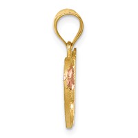 14K Two-Tone Heart Letter M Initial Pendant view 2