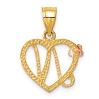 14K Two-Tone Heart Letter N Initial Pendant view 3