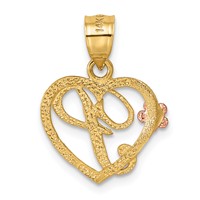14K Two-Tone Heart Letter P Initial Pendant view 3