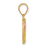 14K Two-Tone Heart Letter R Initial Pendant view 2