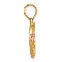 14K Two-Tone Heart Letter T Initial Pendant view 2
