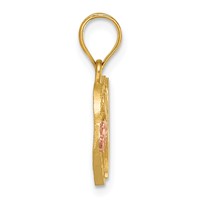 14K Two-Tone Heart Letter V Initial Pendant view 2