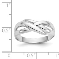 14K White Gold Polished X Dome Ring view 3
