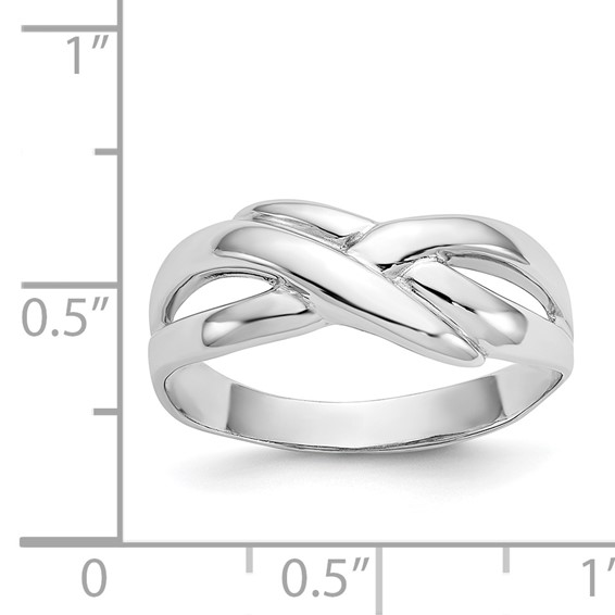 14k White Gold Polished X Dome Ring