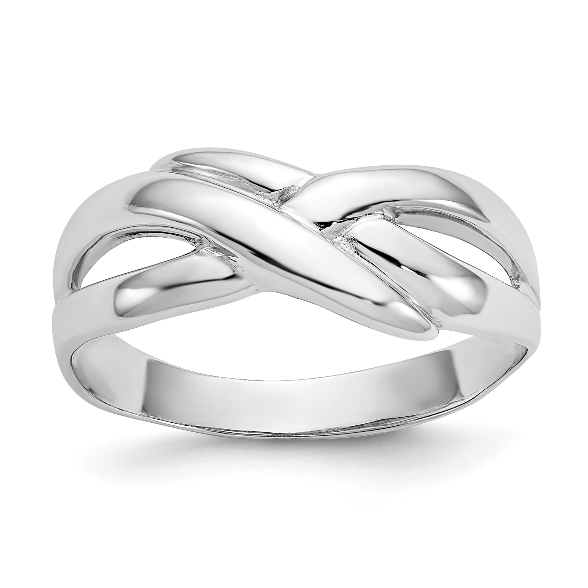 14k White Gold Polished X Dome Ring (D906)