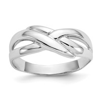 14K White Gold Polished X Dome Ring view 1