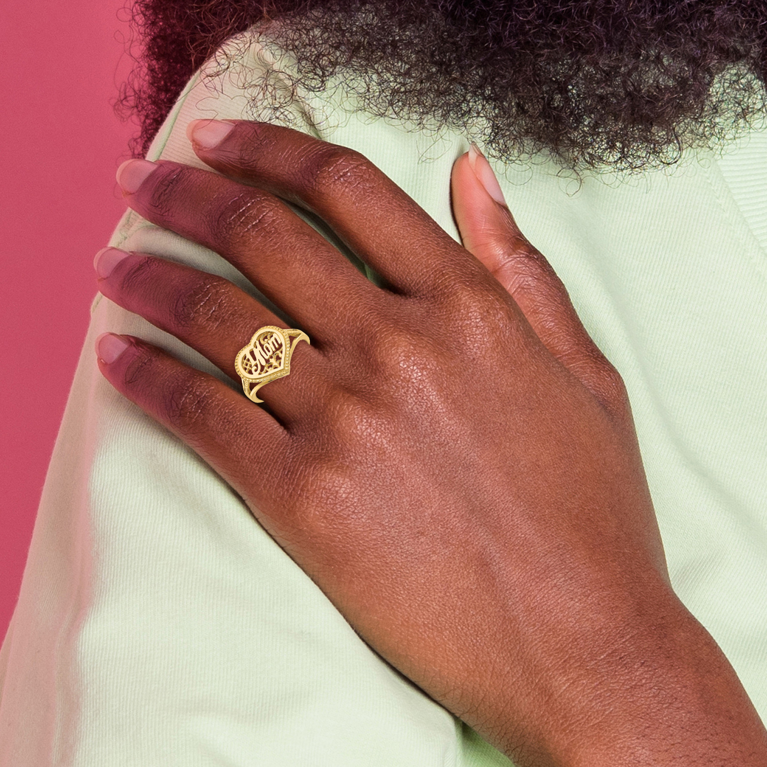 14k #1 Mutter im Herzen Ring D938 - Bild 6 von 6