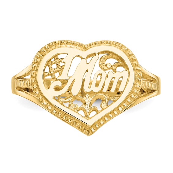 14k #1 MOM in Heart Ring