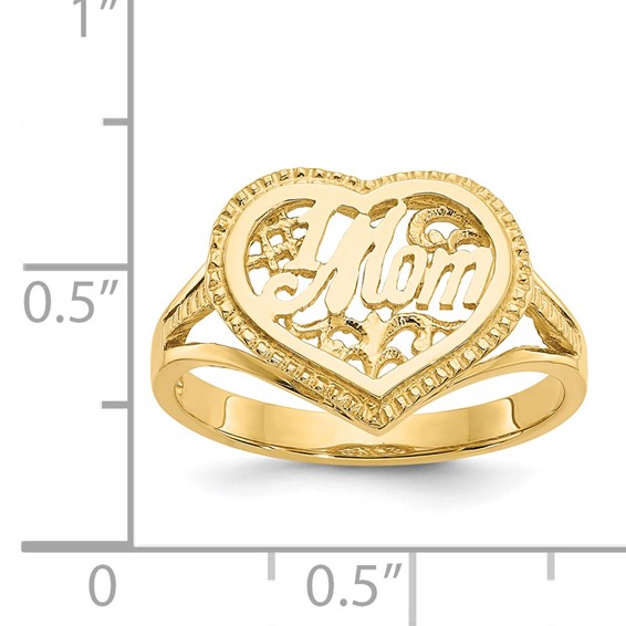 14k #1 MOM in Heart Ring