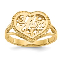 14K Yellow Gold #1 Mom in Heart Ring view 1