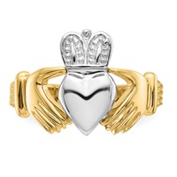 14K Two-tone Mens Polished Claddagh Ring view 5