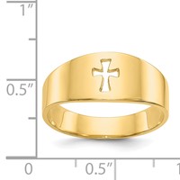 14K Yellow Gold Polished Cut-out Cross Ring view 3