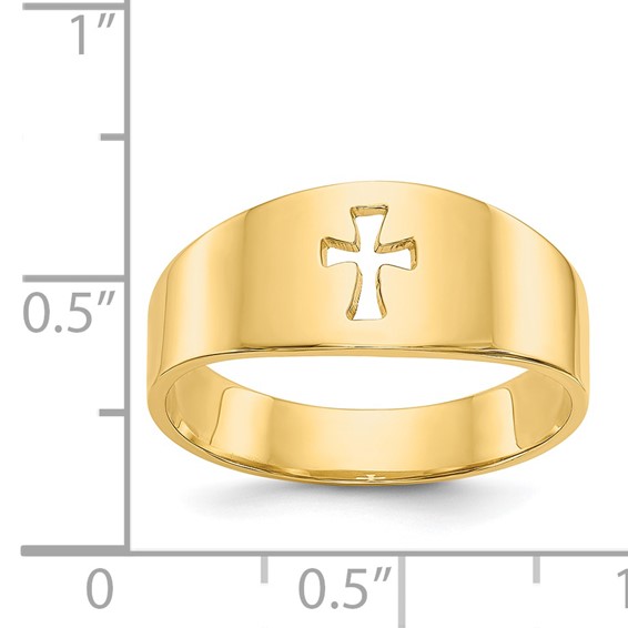 14k Polished Cut-out Cross Ring