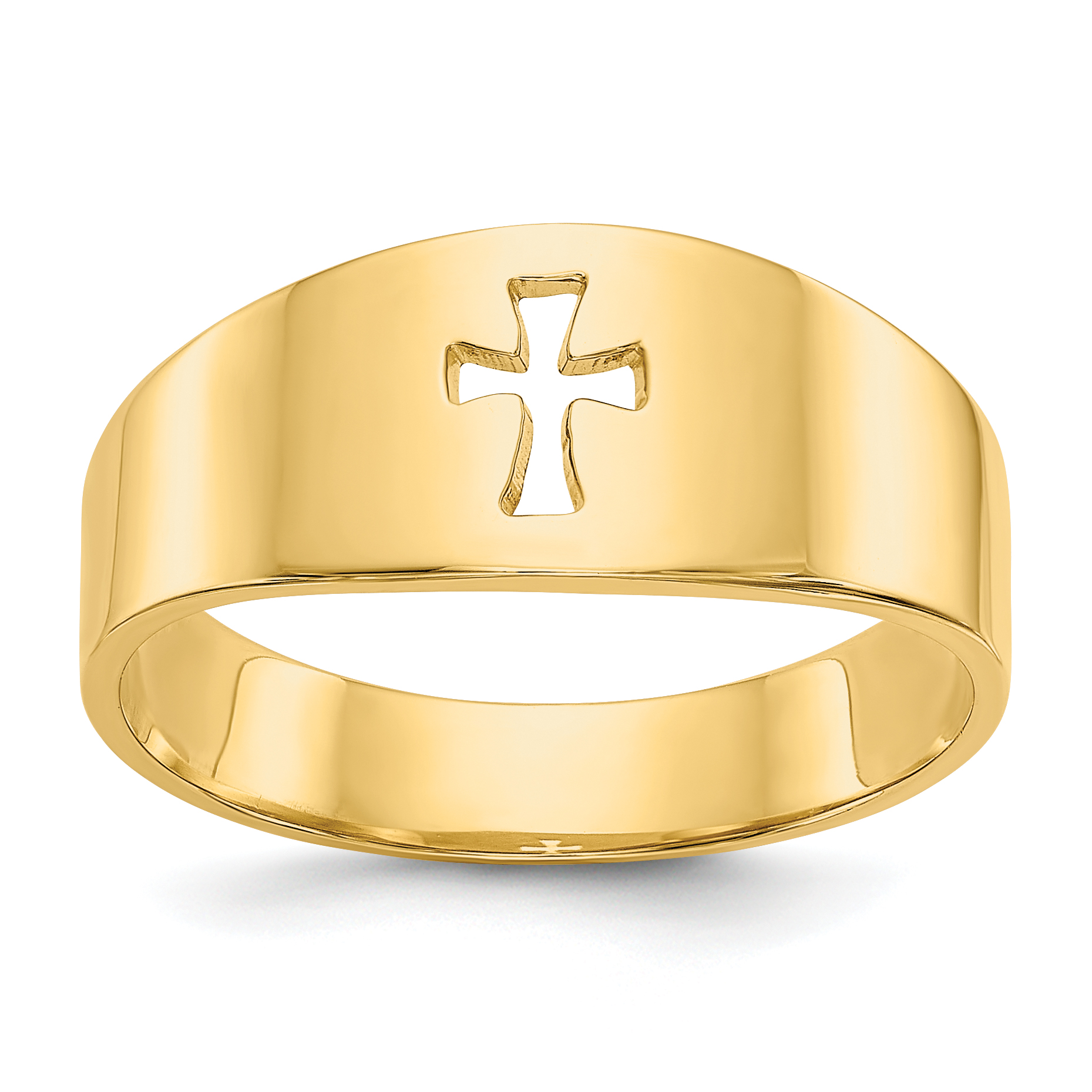 14k Polished Cut-out Cross Ring (D973)
