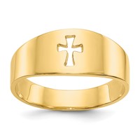 14K Yellow Gold Polished Cut-out Cross Ring view 1