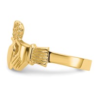 14K Yellow Gold Polished Claddagh Ring view 4