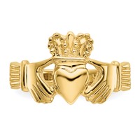 14K Yellow Gold Polished Claddagh Ring view 5