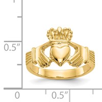 14K Yellow Gold Polished Claddagh Ring view 3