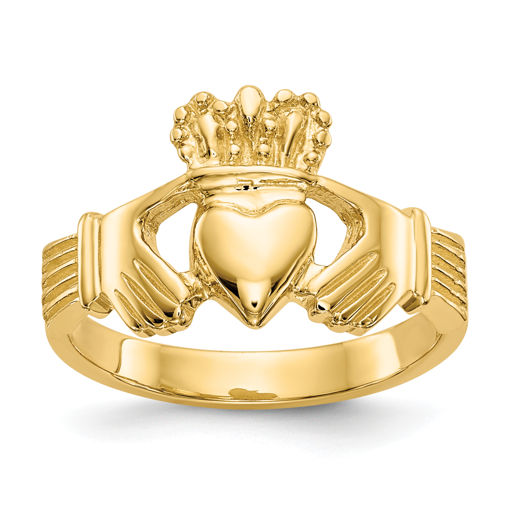 14k Polished Claddagh Ring (D98)