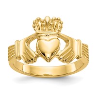 14K Yellow Gold Polished Claddagh Ring view 1