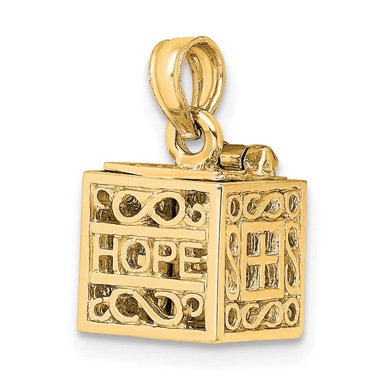 14K 3-D FAITH and HOPE Opening Prayer Box Charm