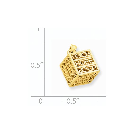 14K 3-D FAITH and HOPE Opening Prayer Box Charm