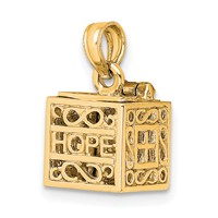 14K Yellow Gold 3-D Faith and Hope Opening Prayer Box Charm view 1