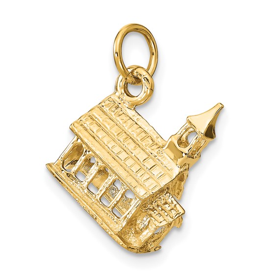 14k 3-D Church Building Charm