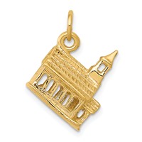 14K Yellow Gold 3-D Church Building Charm view 1