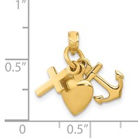 14K Yellow Gold 3-D Faith, Hope and Charity Charm view 3