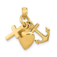 14K Yellow Gold 3-D Faith, Hope and Charity Charm view 1
