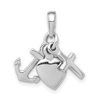 14K White Gold 3-D Faith, Hope and Charity Charm view 1