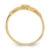 14K Polished and Satin Claddagh Ring view 2