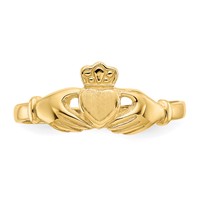 14K Polished and Satin Claddagh Ring view 5