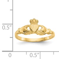 14K Polished and Satin Claddagh Ring view 3