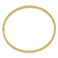 14K Yellow Gold 0.19 Polished Diamond-cut Fancy 4.75mm Hinged Oval Bangle Bracelet view 2