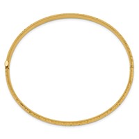 14K Yellow Gold 0.19 Polished Fancy Hammered 4.75mm Hinged Oval Bangle Bracelet view 2
