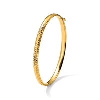 14K Yellow Gold 0.19 Polished Fancy Hammered 4.75mm Hinged Oval Bangle Bracelet view 5